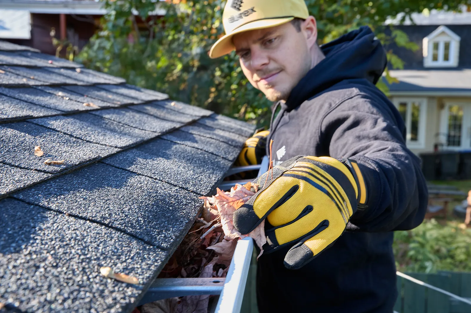 Gutter replacement on a brick facade — Gutter Guys, Northeastern South Dakota BC